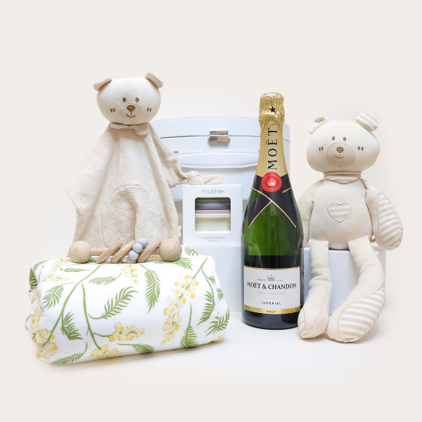 Baby Snuggles Hamper with Moët for New Parents